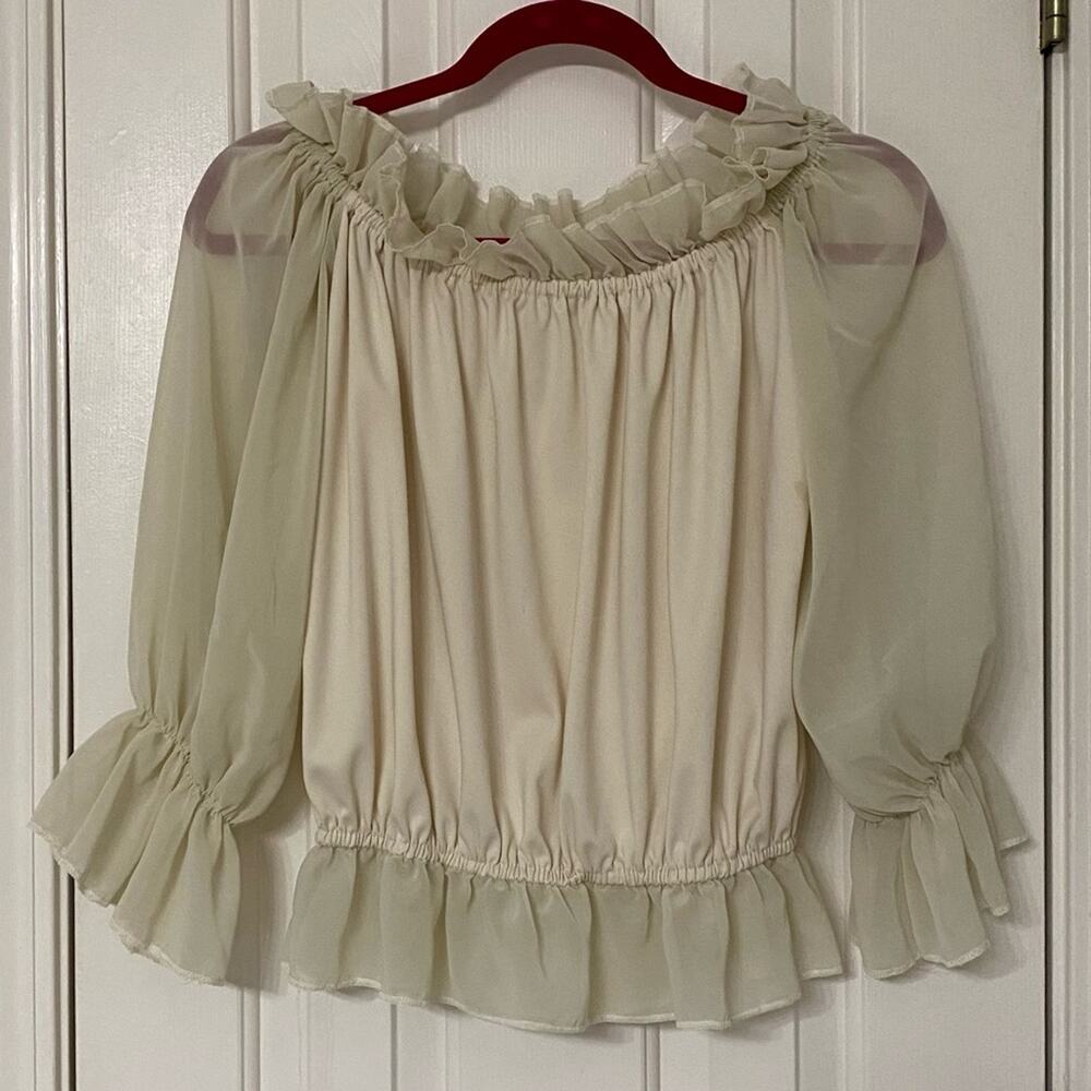 SPIRIT HALLOWEEN • White Cream Halloween Pirate Peasant Top Blouse - Picture 2 of 6